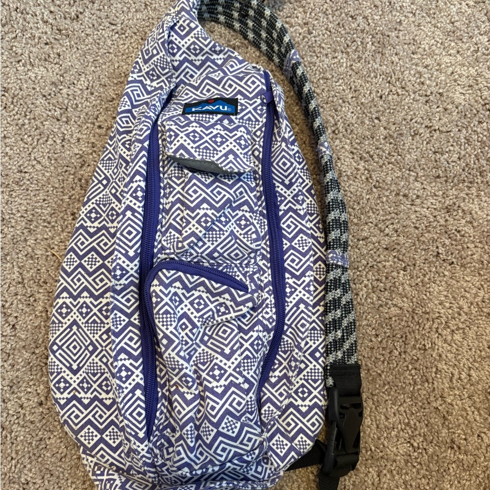 Kavu Purple and White Geometric Sling Bag